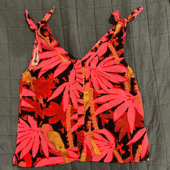 J. Crew Bruna Tie Shoulder Sleeveless Top in Antigua Leaves S - Picture 3 of 4